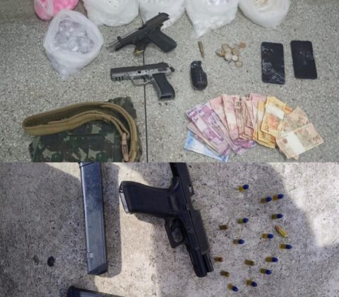Imagem do post PM liberta família refém, apreende armas, granada, drogas e prende suspeitos em Tancredo Neves