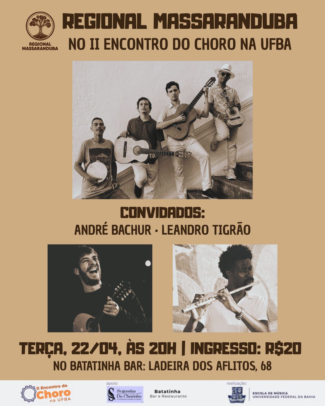 Batatinha Bar recebe Regional Massaranduba e convidados no II Encontro do Choro na Ufba