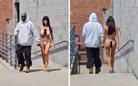 Imagem do post Bianca Censori causa alvoroço ao desfilar com lingerie comestível nas ruas de Nova York