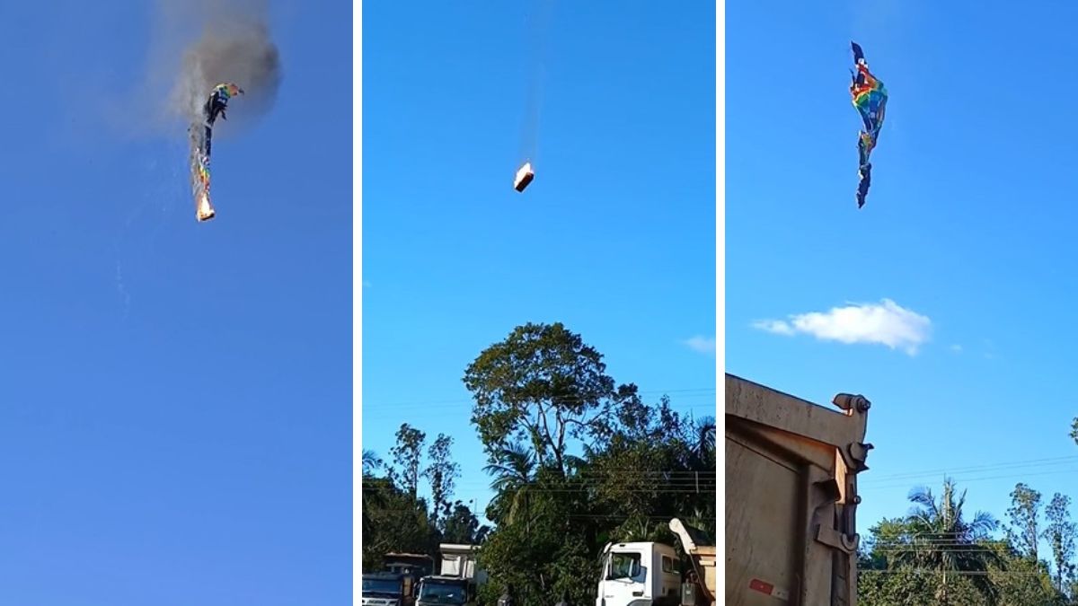 Vídeo: Balão pega fogo, despenca, deixando mortos e dezenas de feridos