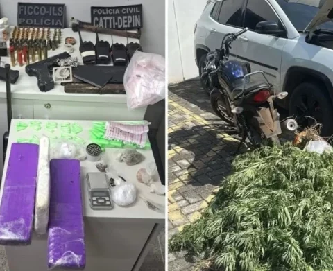 Imagem do post Polícia apreende submetralhadoras, espingardas, pistola, revólver e drogas