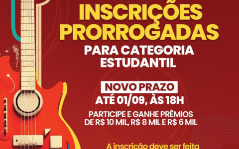 Imagem do post Festival de Música tem inscrições prorrogadas para estudantes da Rede Pública do Estado