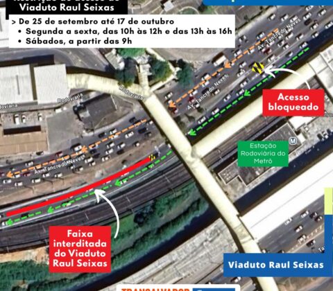 Imagem do post Bloqueio no Viaduto Raul Seixas altera trânsito na região da Rodoviária