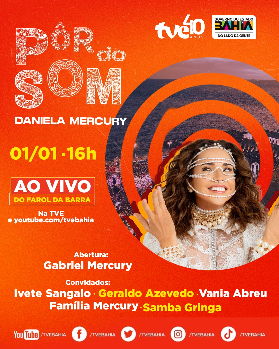 TVE transmite ‘Pôr do Som’ com Daniela e participações de Ivete, Geraldo Azevedo e Vânia Abreu