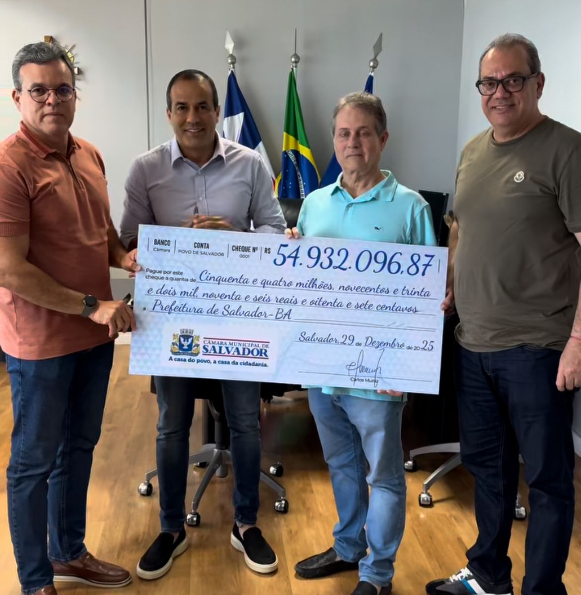 Câmara de Salvador devolve quase R$ 55 milhões à Prefeitura e Bruno Reis celebra investimentos