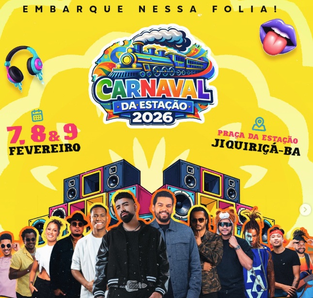 Com Dilsinho, Devinho Novaes e Robyssão, Jiquiriçá divulga programação do Carnaval da Estação 2026
