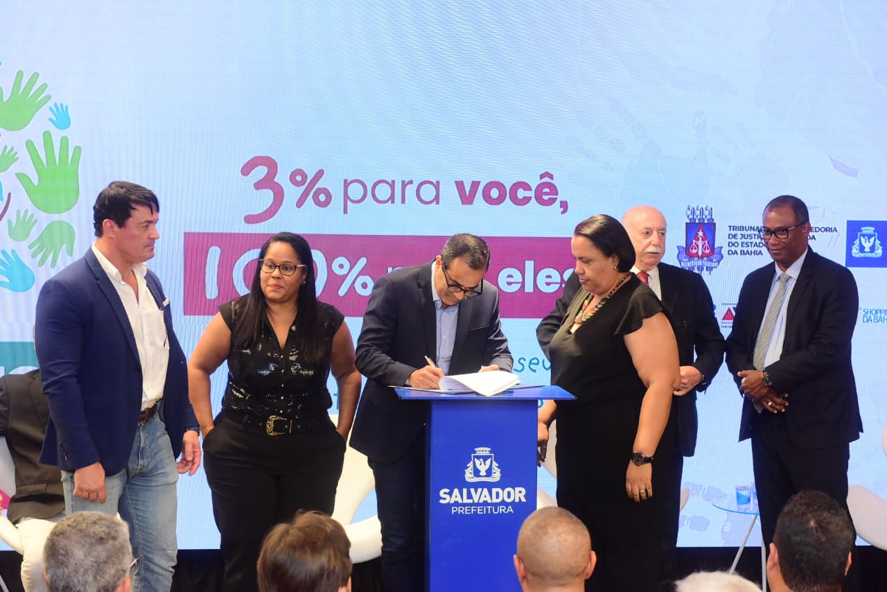 Prefeitura de Salvador firma parceria com TJBA para campanha que destina parte do IR para fundo de apoio a crianças e adolescentes