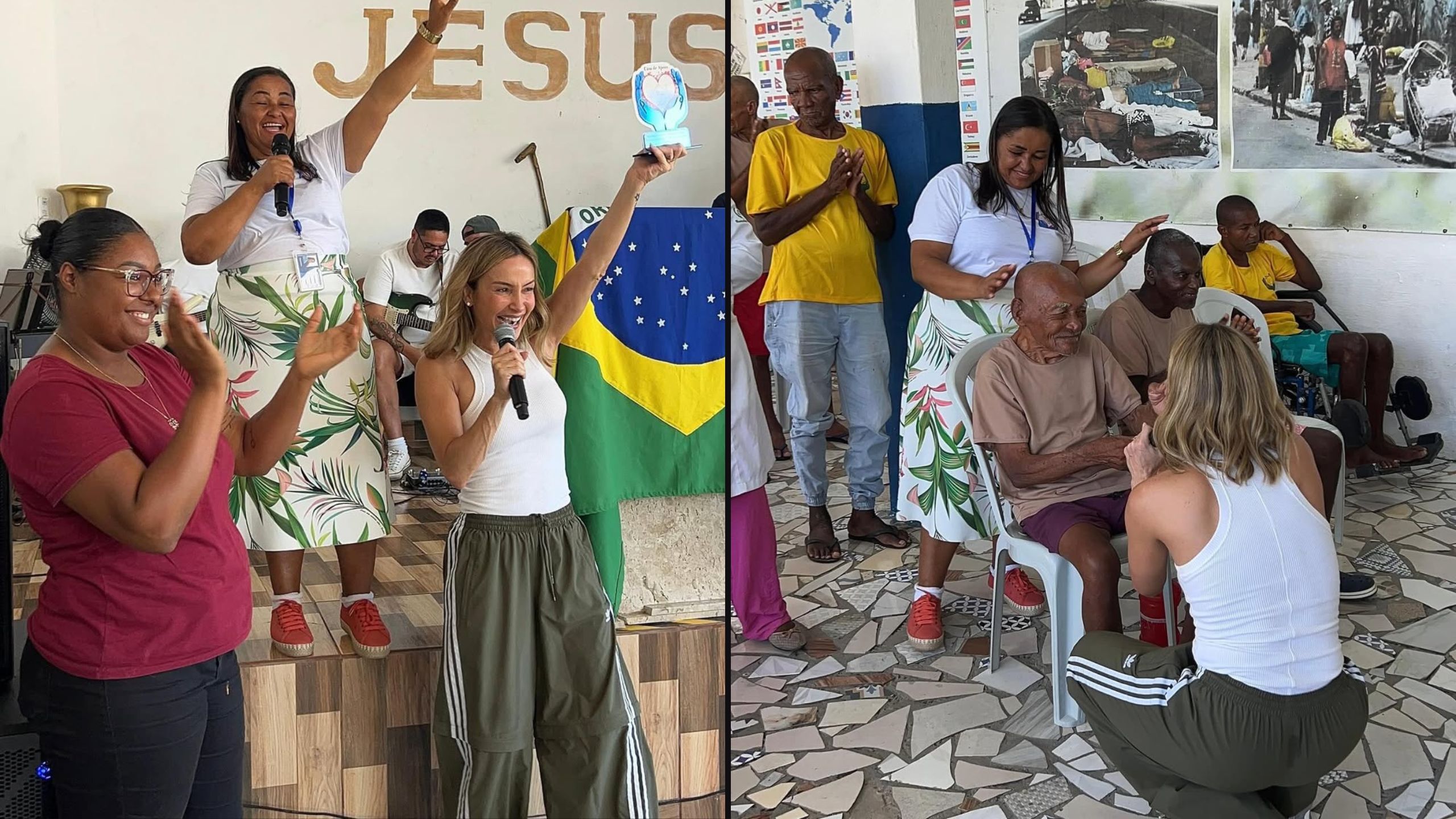 Claudia Leitte visita e canta em casa de apoio no Calabetão