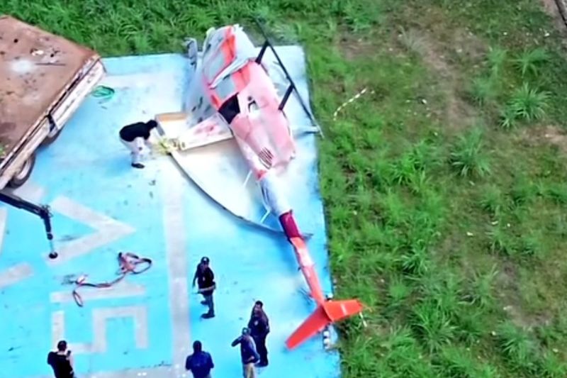 Helicóptero de Henrique e Juliano cai no Tocantins; pai da dupla pilotava aeronave