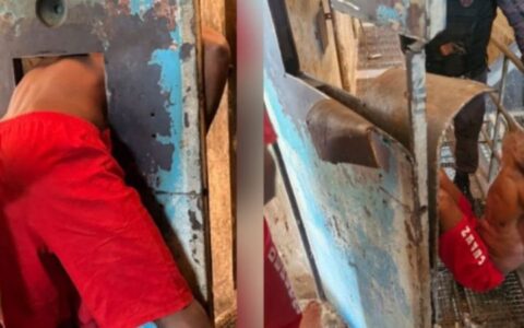 Imagem do post Cena inusitada: Detento fica entalado ao tentar pegar objeto fora da cela