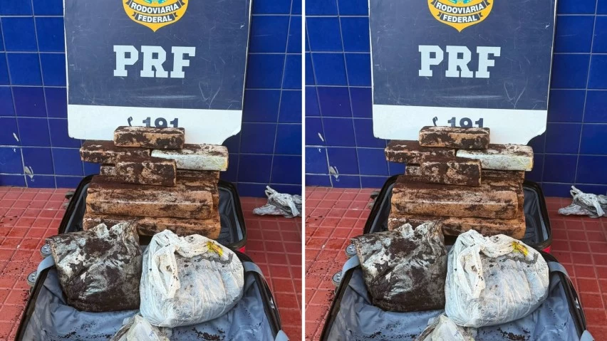 Mala com café escondia 13,7 kg de cocaína e passageiro é preso pela PRF