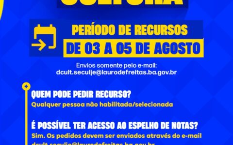 Imagem do post Lauro de Freitas divulga resultado preliminar do edital Conecta Cultura da PNAB