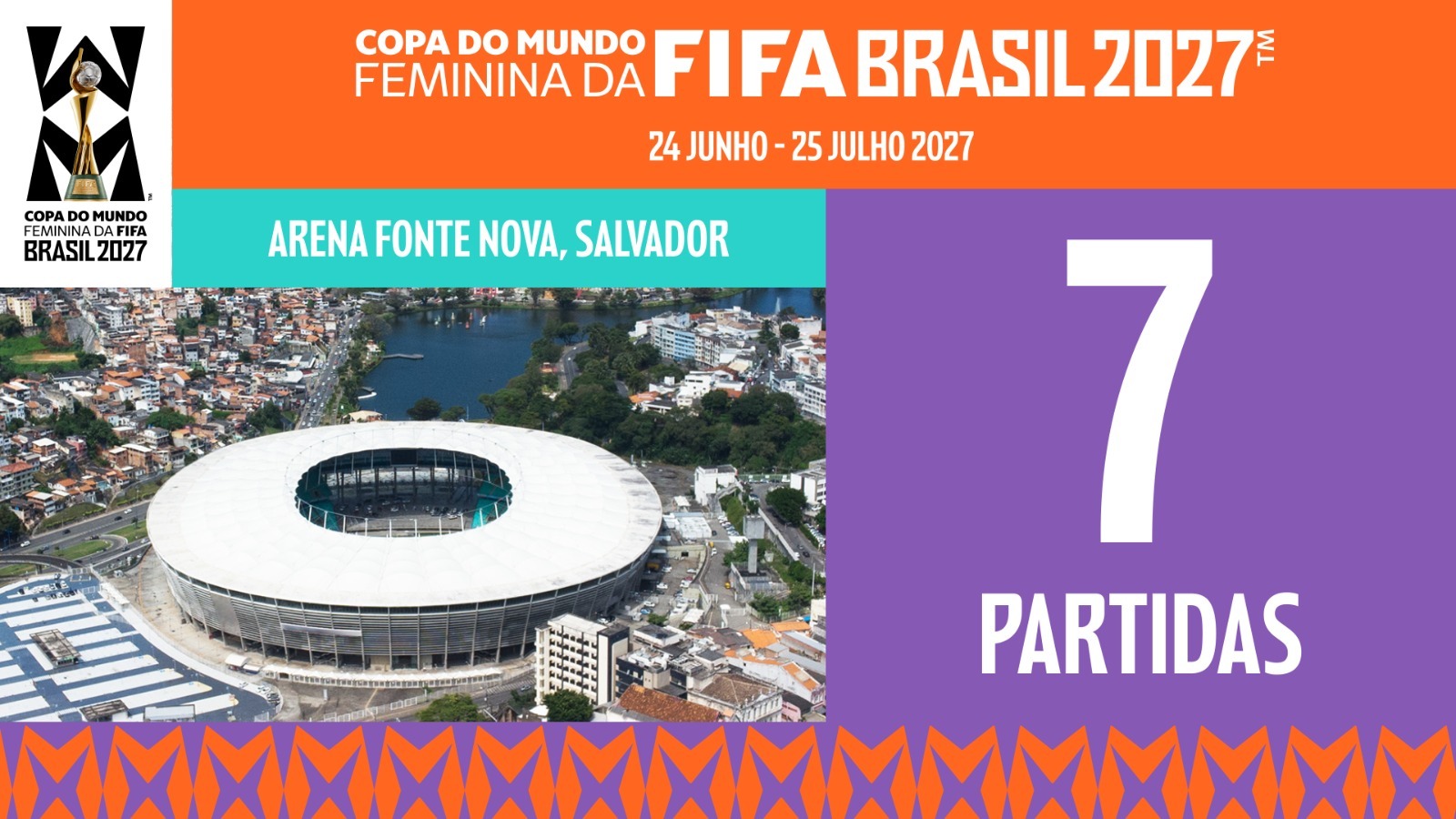 Salvador terá sete jogos da Copa Feminina de 2027; veja calendário