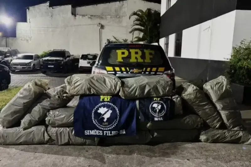 PRF apreende 96 kg de maconha escondidos em caçamba de picape na BR-324
