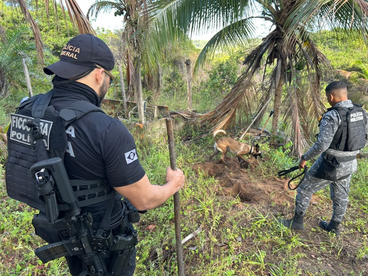 Com ajuda de cães farejadores, polícia encontra cocaína e munições do PCC e BDM