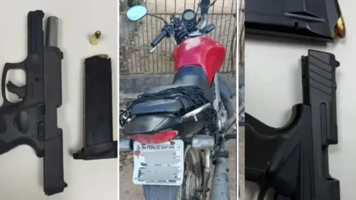 Polícia Militar apreende duas pistolas, drogas e recupera moto roubada em Feira de Santana