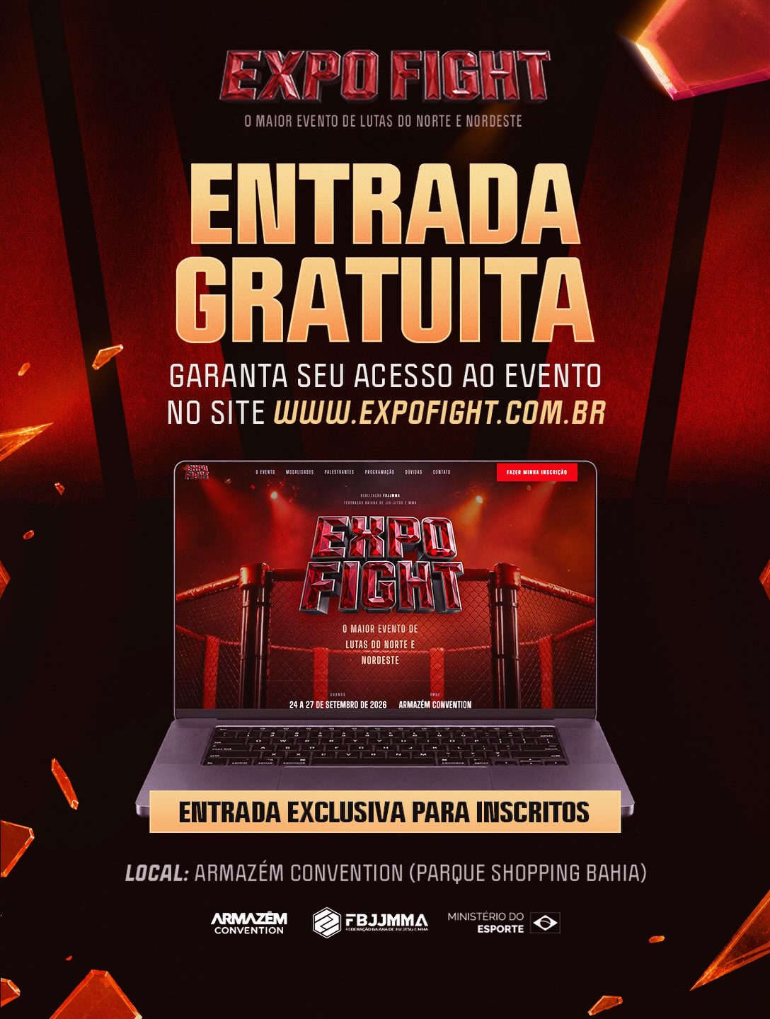 Expo Fight Bahia reúne quatro dias de lutas e atividades gratuitas em Lauro de Freitas