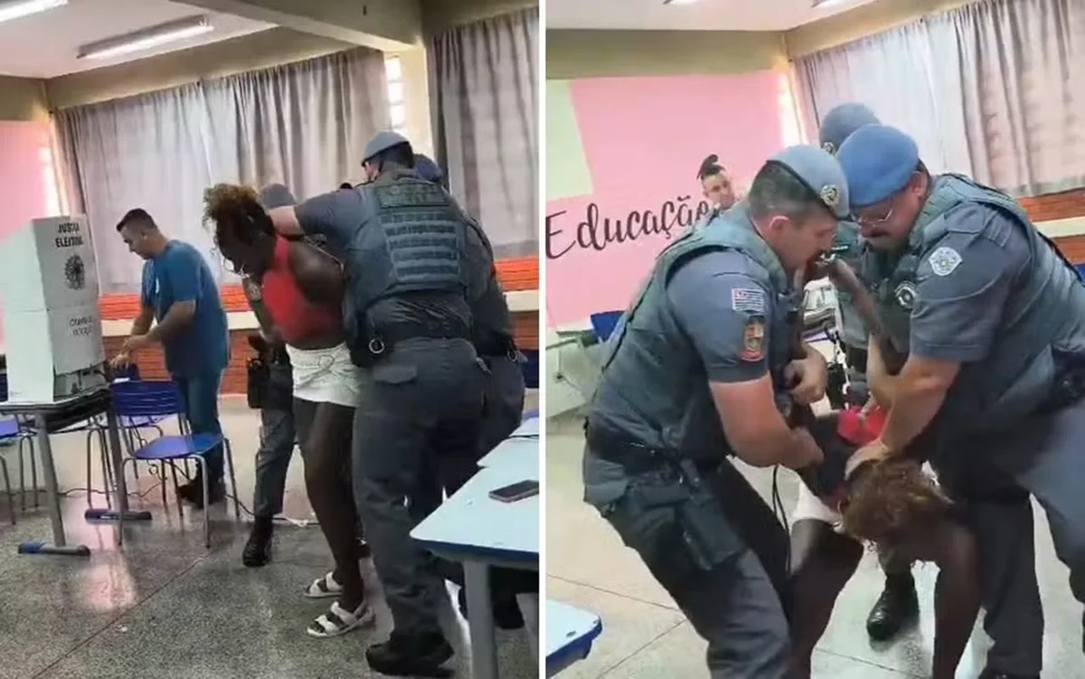 Eleitora se recusa a deixar cabine, morde policial e acaba algemada em escola 