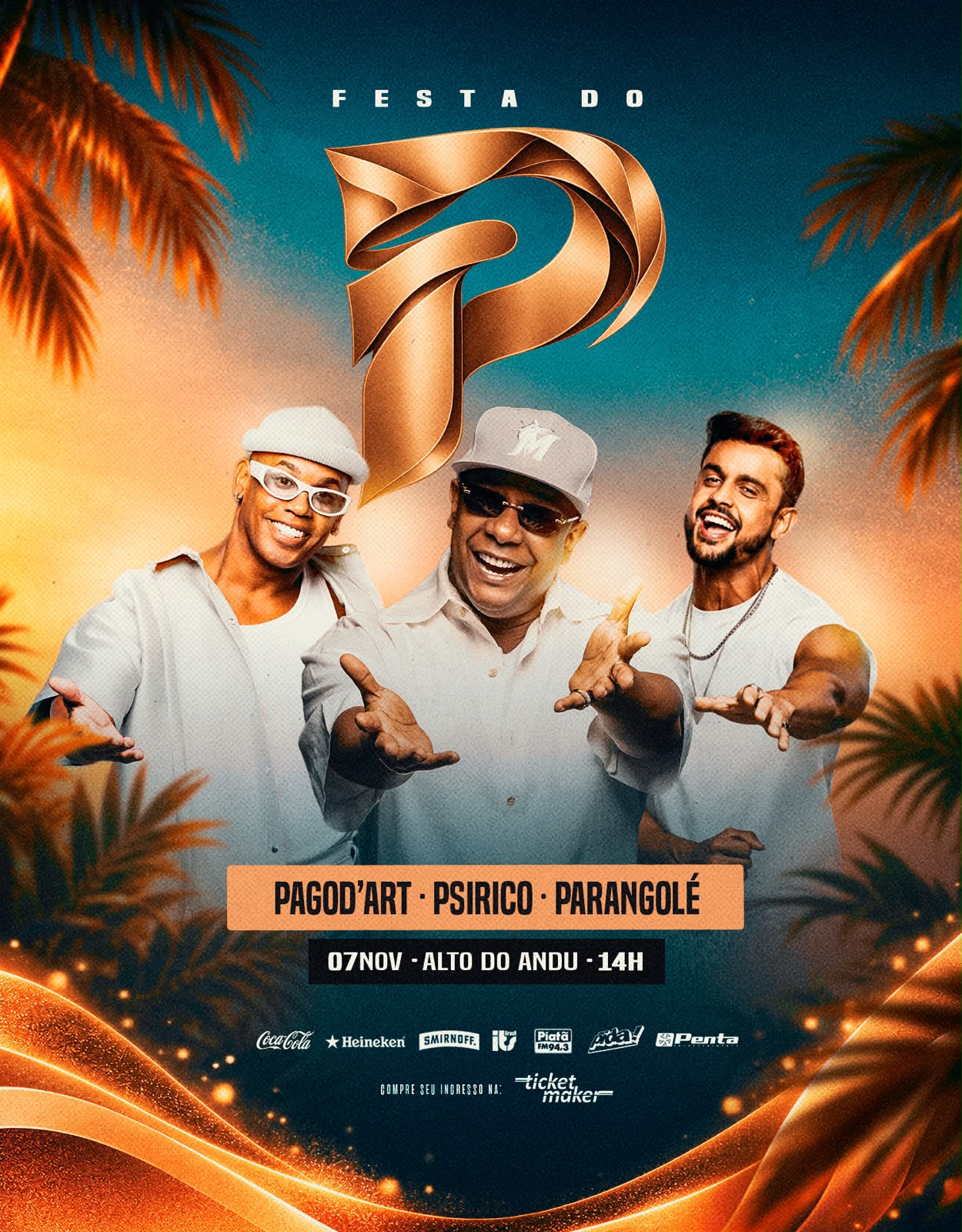 Festa do P celebra o pagode baiano com Psirico, Pagod’art e Parangolé em Salvador