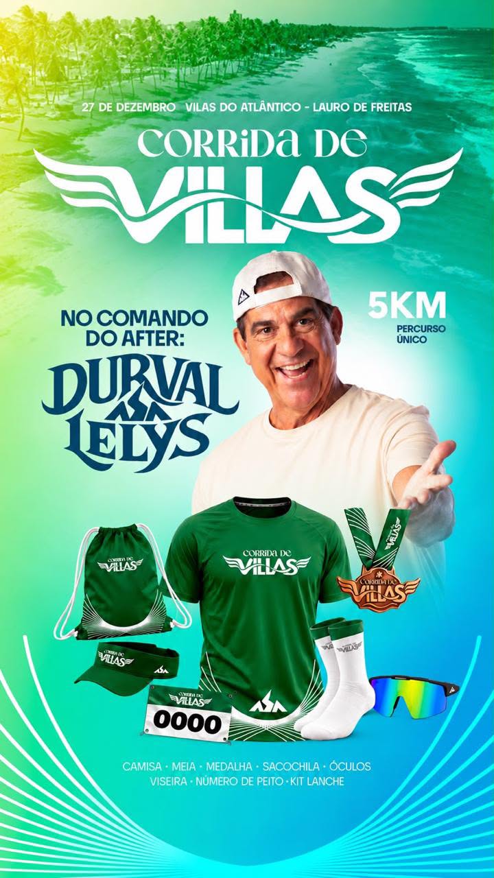 Imagem do post Corrida de Villas terá 5 km e show de Durval Lelys; saiba como participar